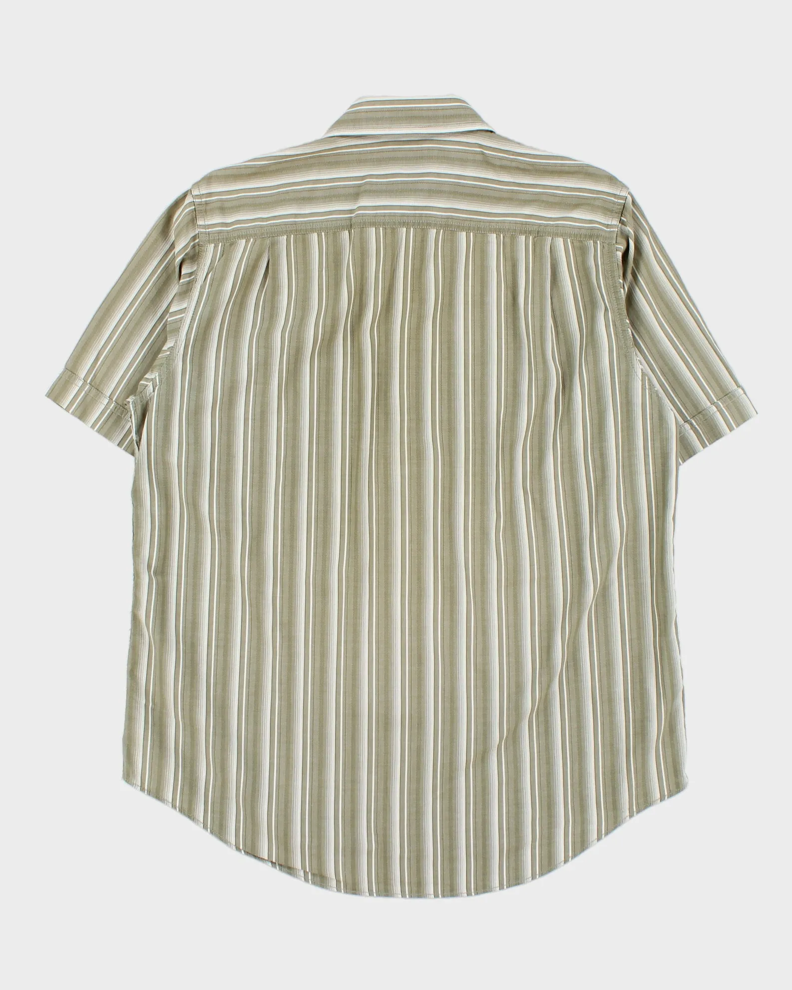 Vintage Y2K 00s IZOD Khaki Texture Striped Relaxed Fit Short Sleeve Pocket Shirt - M sold by Rokit product image thumbnail 2