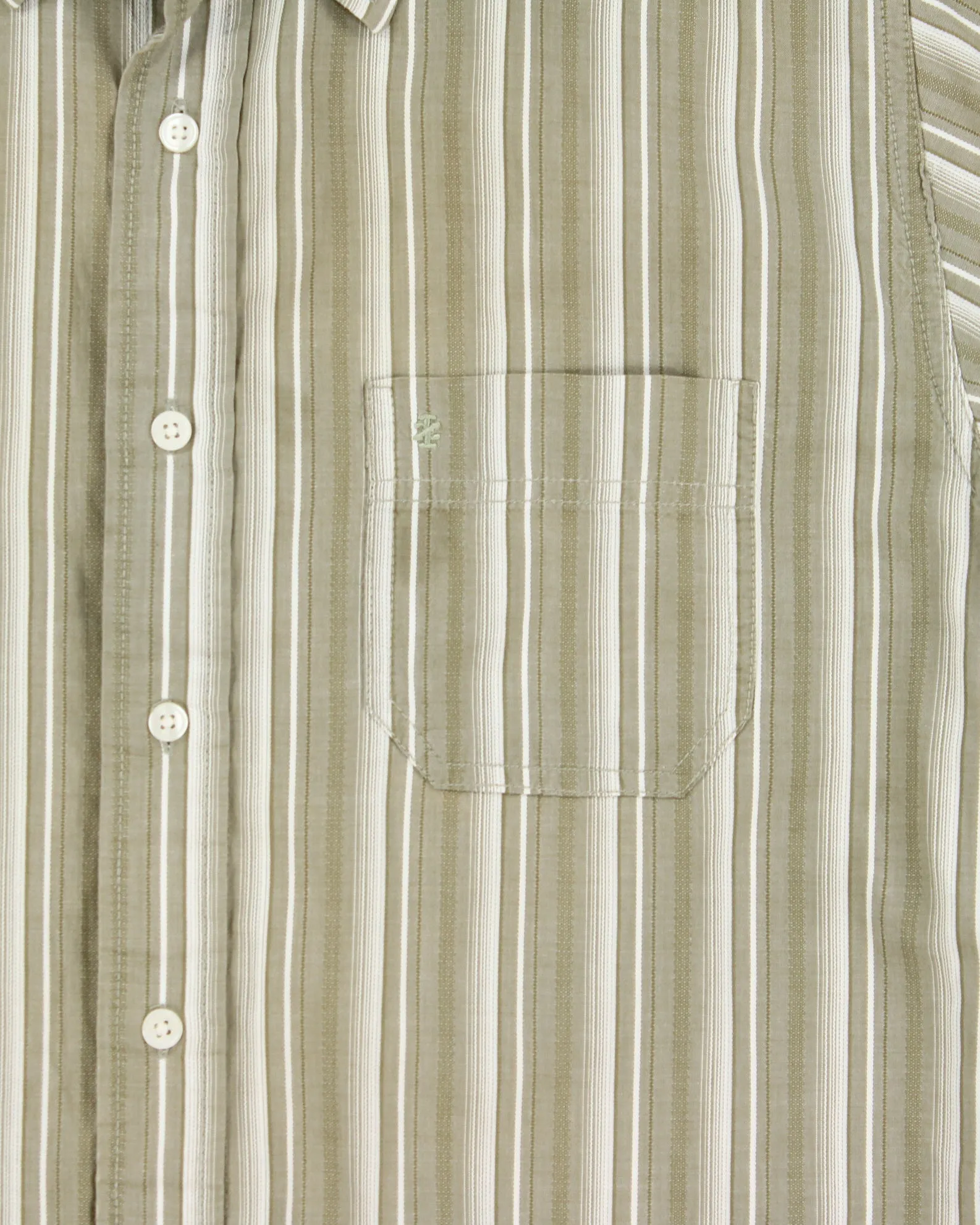 Vintage Y2K 00s IZOD Khaki Texture Striped Relaxed Fit Short Sleeve Pocket Shirt - M sold by Rokit product image thumbnail 4