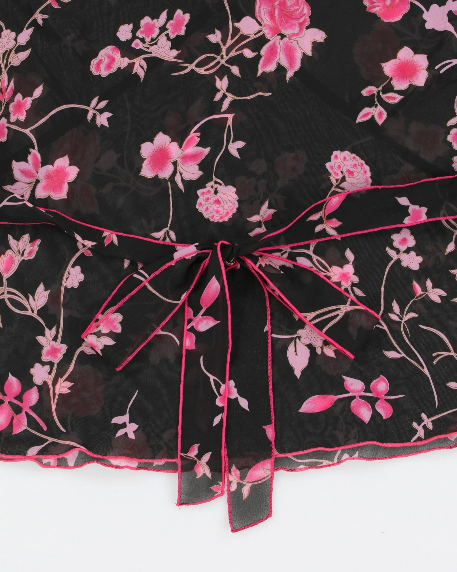 Vintage 1990s Beechers Brook For Fairweather Floral Mesh Ruffle Cap Sleeve Top - L sold by Rokit product image thumbnail 4