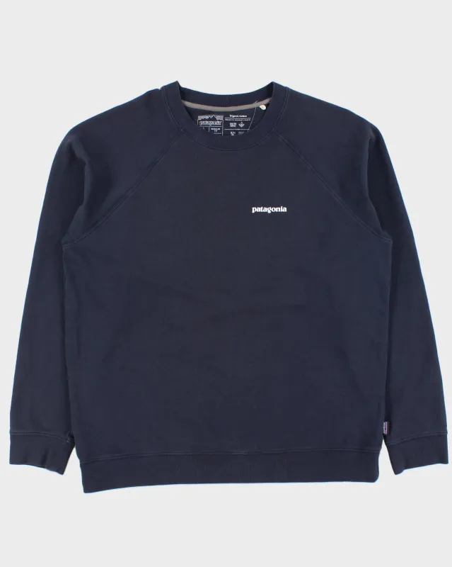 Vintage Patagonia Navy P-6 Logo Organic Fairtrade Regular Fit Crewneck Sweatshirt - L made by Patagonia