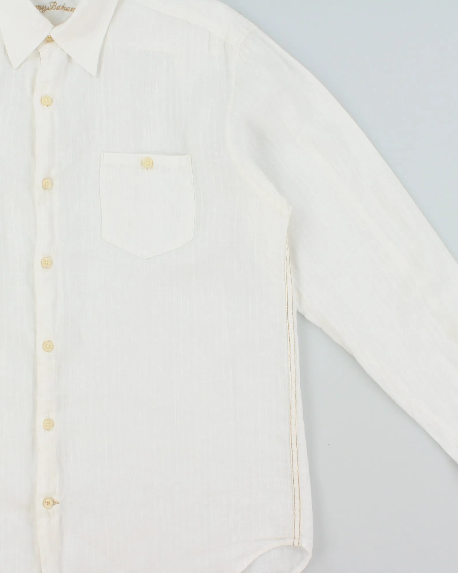 Vintage Y2K 00s Tommy Bahama Striped Ocean Wash Linen Relaxed Fit Long Sleeve Shirt - L sold by Rokit product image thumbnail 3