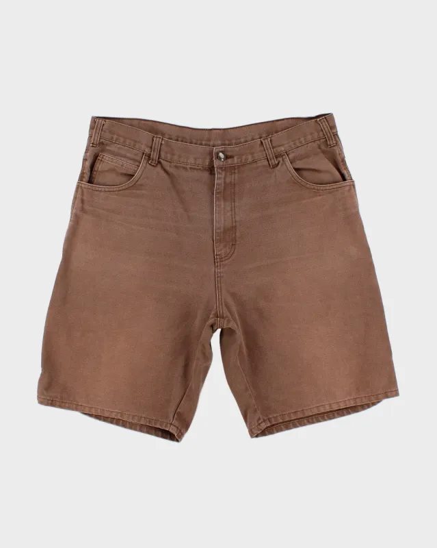 Vintage Y2K 00s Dickies Tan Brown Canvas Denim Relaxed Fit Wide Leg Carpenter Shorts - W38 made by Dickies