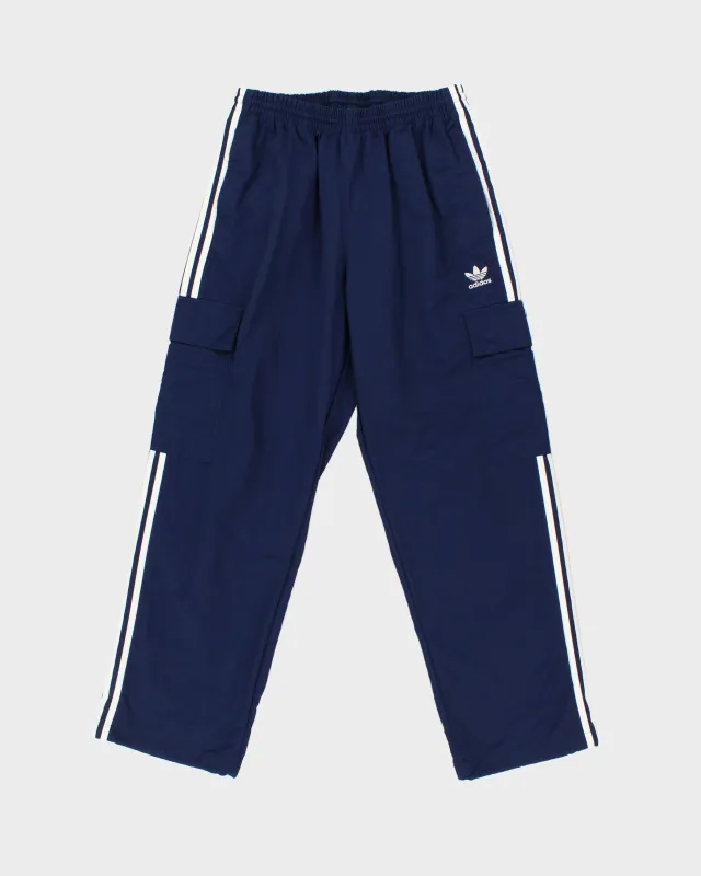 Adidas Originals Navy Shell Multi-Pocket Relaxed Fit Straight Leg 3-Stripe Tracksuit Bottoms - M made by Adidas