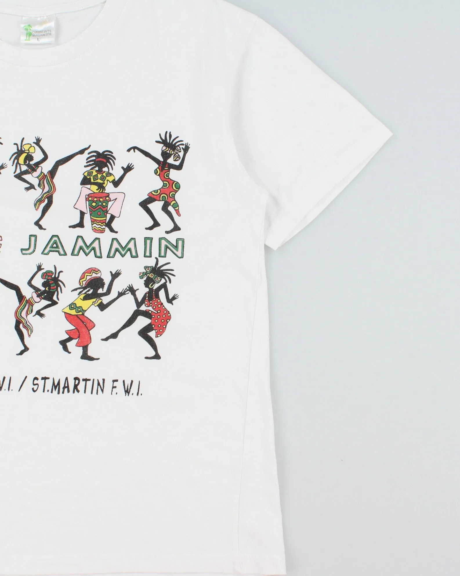 Vintage 1990s We Be Jammin St.Martin Heavyweight Caribbean Crewneck T-Shirt - L sold by Rokit product image thumbnail 3