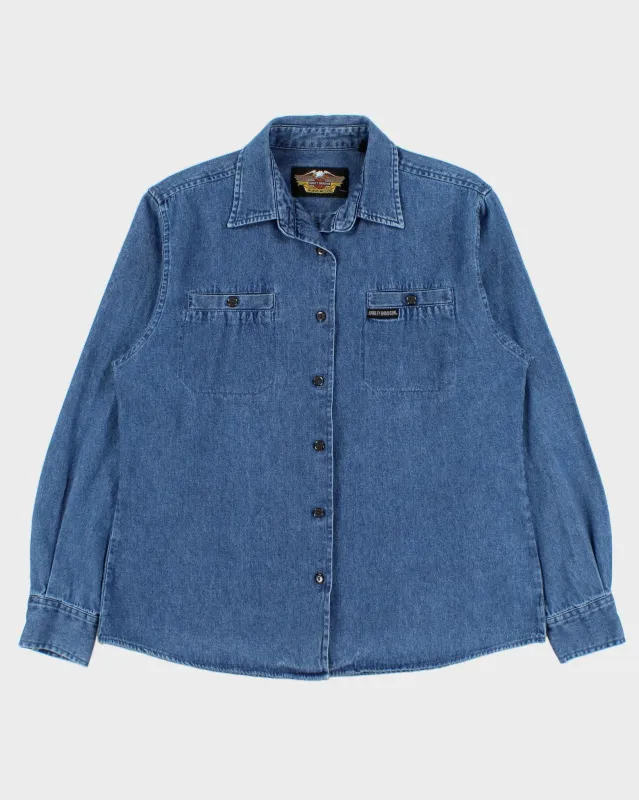 Vintage 1990s Harley Davidson Denim Long Sleeve Shirt - L made by Harley-Davidson