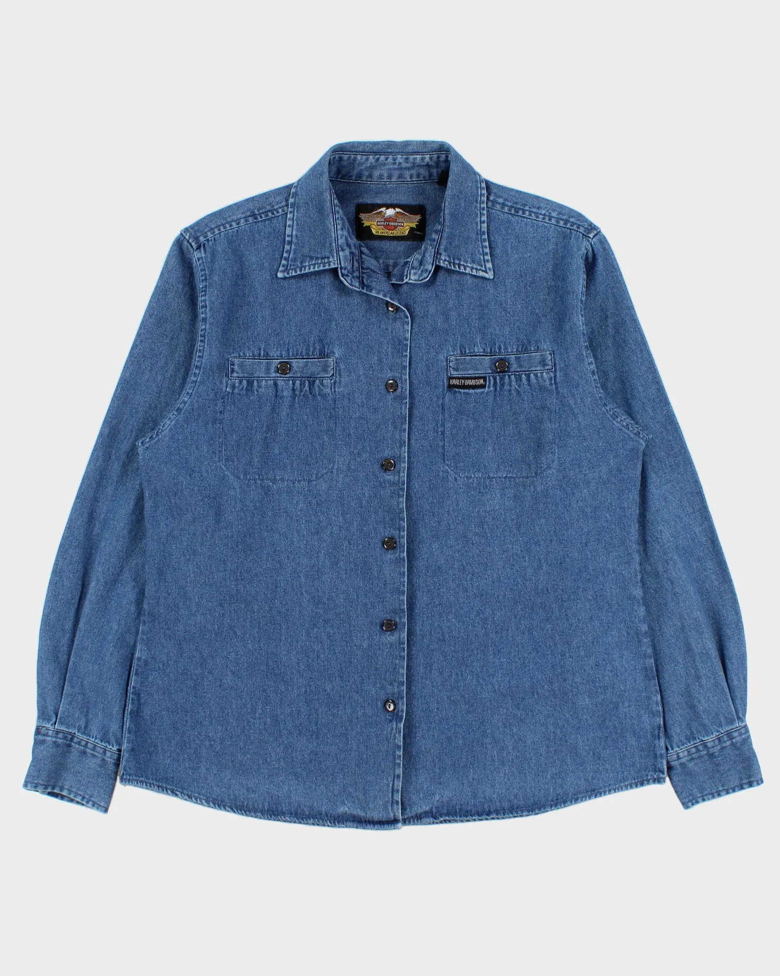 Vintage 1990s Harley Davidson Denim Long Sleeve Shirt - L sold by Rokit