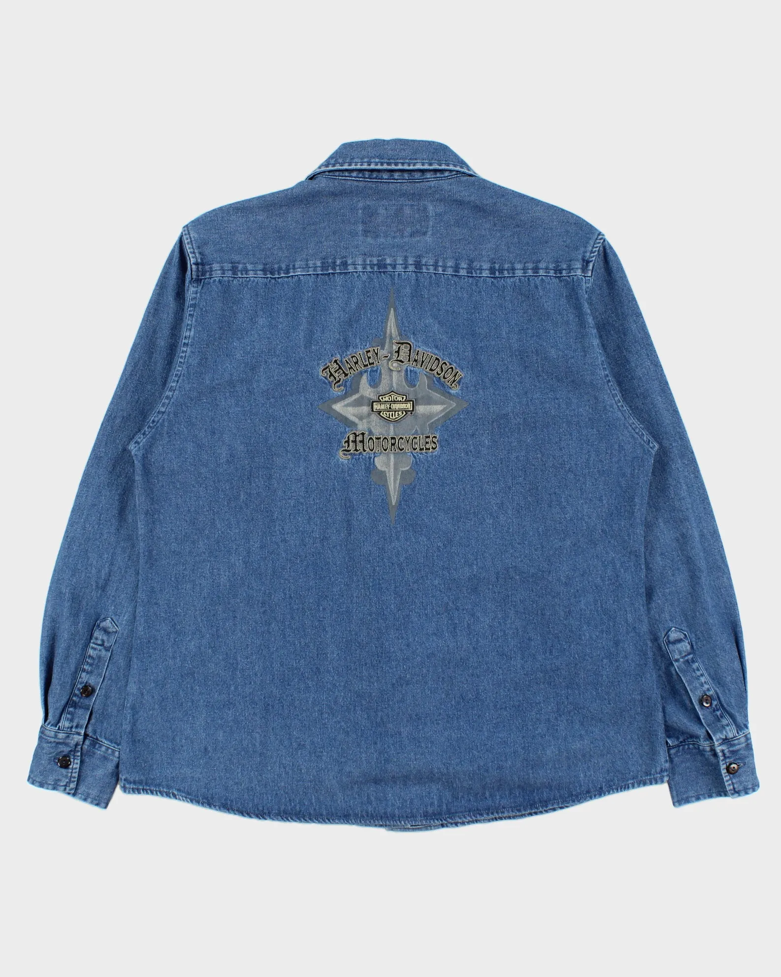 Vintage 1990s Harley Davidson Denim Long Sleeve Shirt - L sold by Rokit product image thumbnail 2