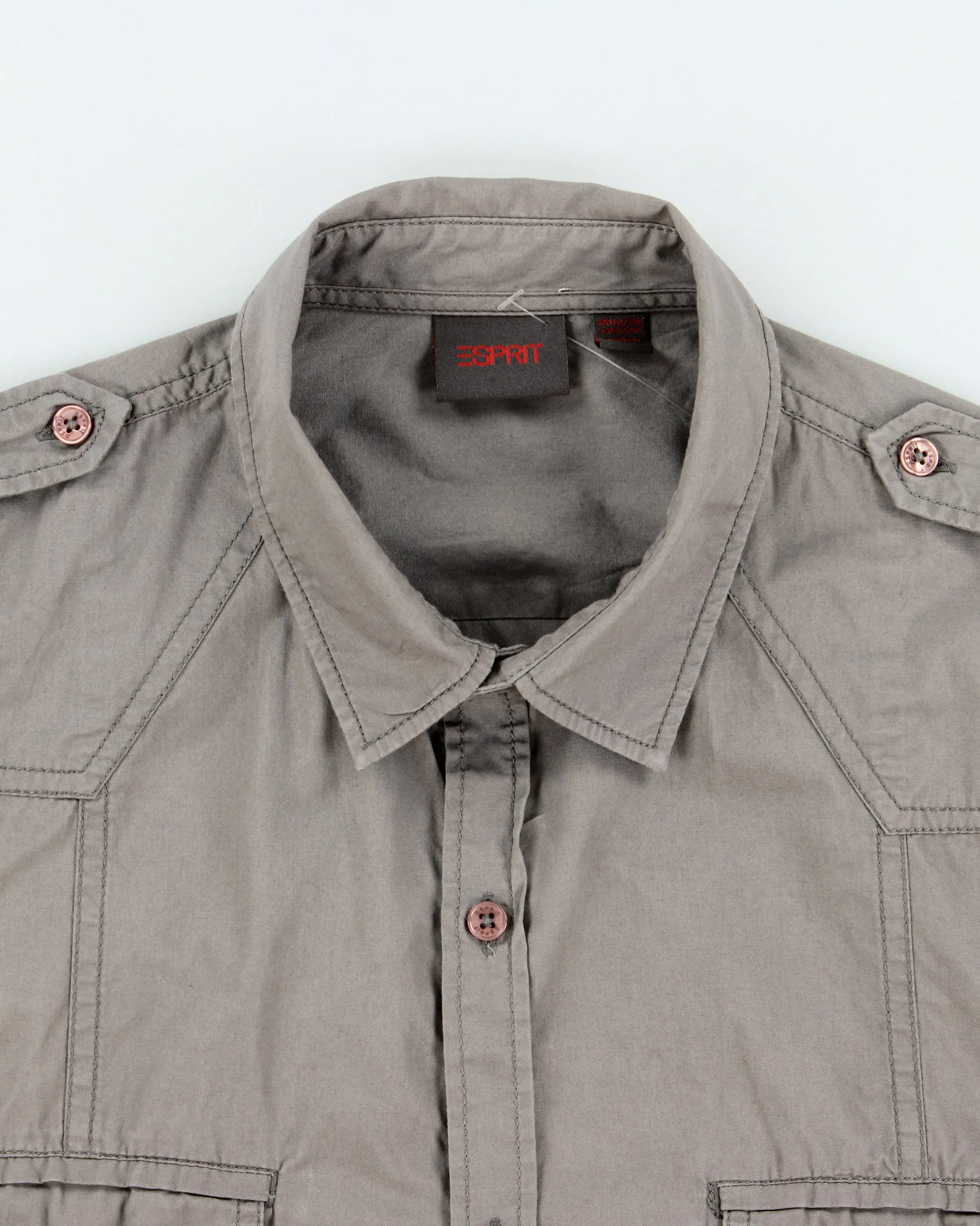 Vintage Y2K 00s Esprit Khaki Canvas Long Sleeve Utility Shirt - L sold by Rokit product image thumbnail 5