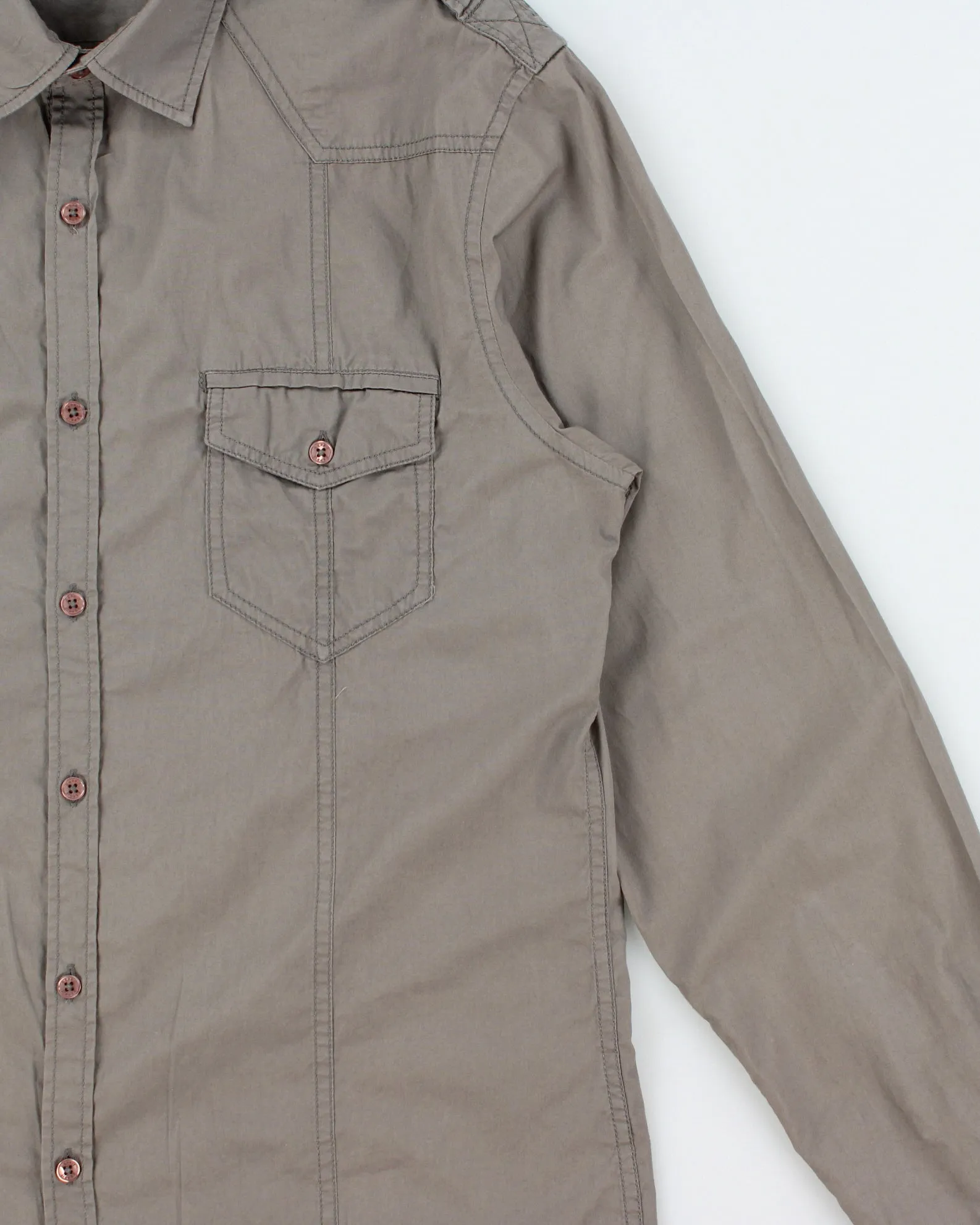 Vintage Y2K 00s Esprit Khaki Canvas Long Sleeve Utility Shirt - L sold by Rokit product image thumbnail 3