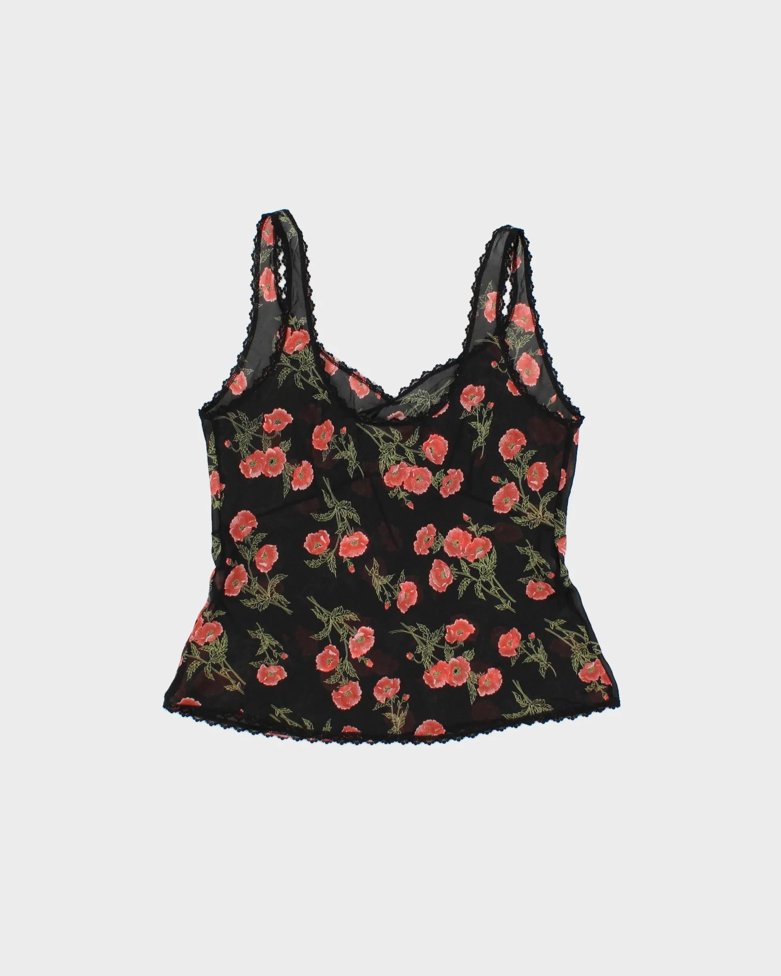 Vintage 2000s Arianne Floral Mesh Lace Trim Top - M sold by Rokit product image thumbnail 2