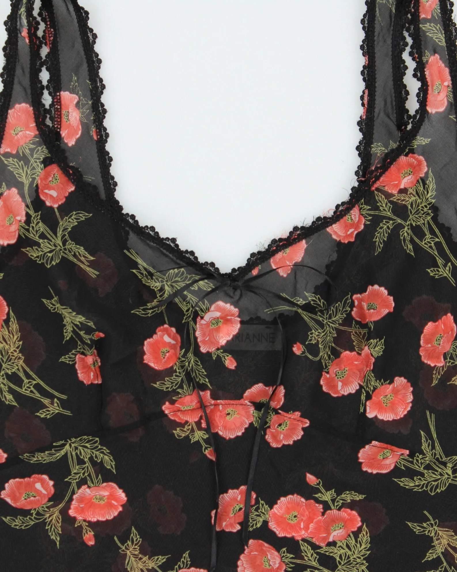 Vintage 2000s Arianne Floral Mesh Lace Trim Top - M sold by Rokit product image thumbnail 4