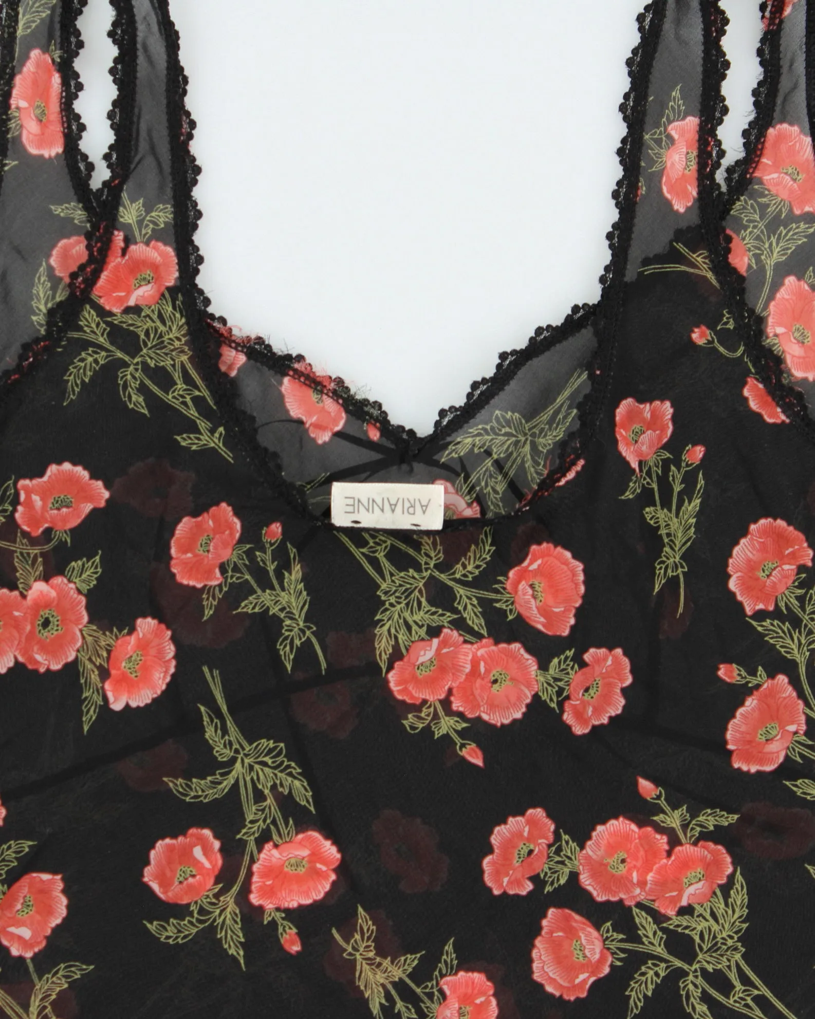Vintage 2000s Arianne Floral Mesh Lace Trim Top - M sold by Rokit product image thumbnail 5