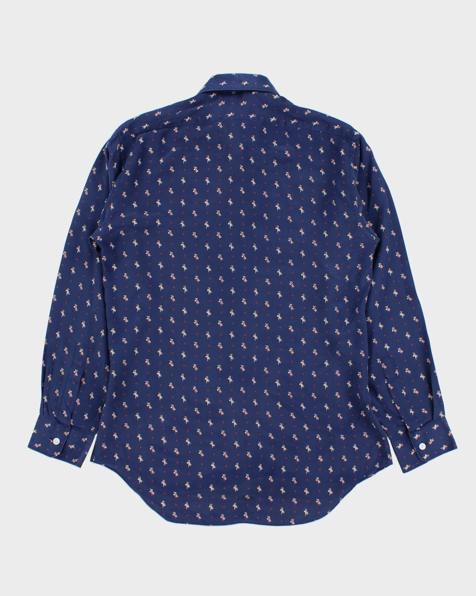 Vintage 1980s Double Red Horse Patterned Silk Long Sleeve Shirt - S sold by Rokit product image thumbnail 2