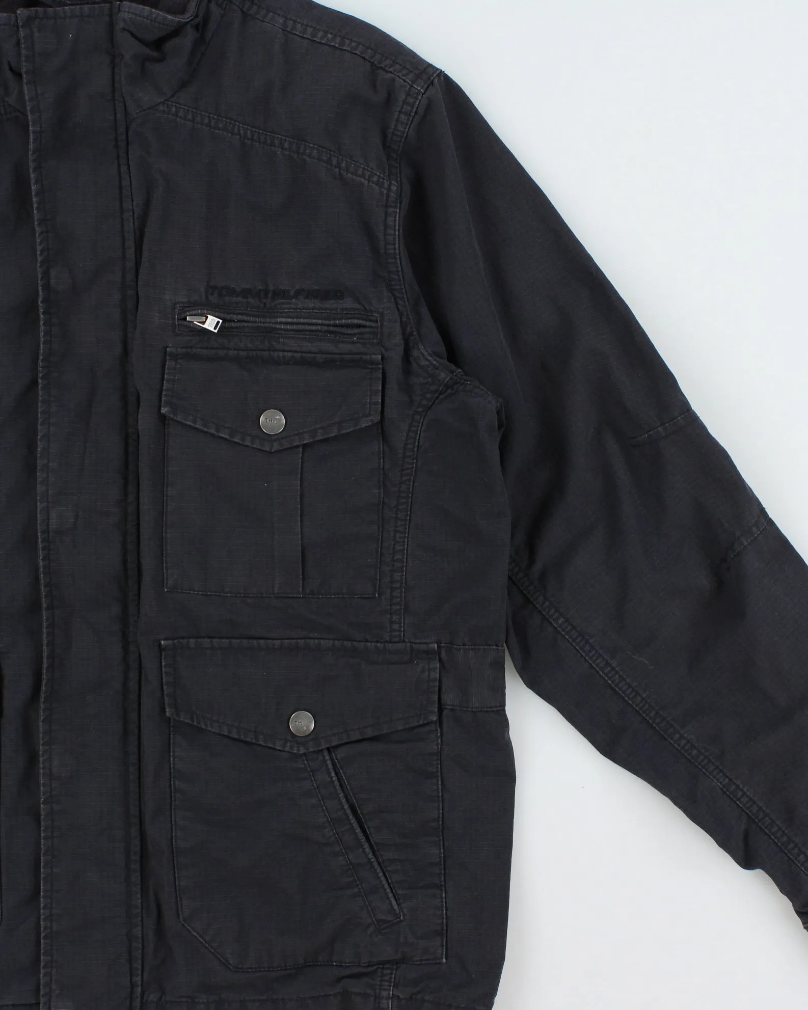 Vintage Y2K 00s Tommy Hilfiger Navy Canvas Multi-Pocket Field Jacket - L sold by Rokit product image thumbnail 3