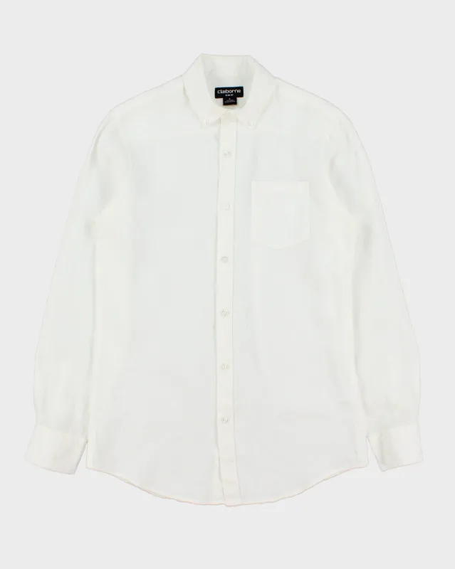 Vintage Y2K 00s Claiborne Ocean Wash Linen Slim Fit Long Sleeve Shirt - S made by Rokit