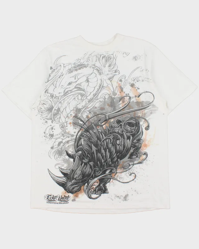 Vintage Y2K 00s Ecko UNLTD Heavyweight Demented & Deranged Classic Crewneck T-Shirt - XL made by Ecko Unlimited