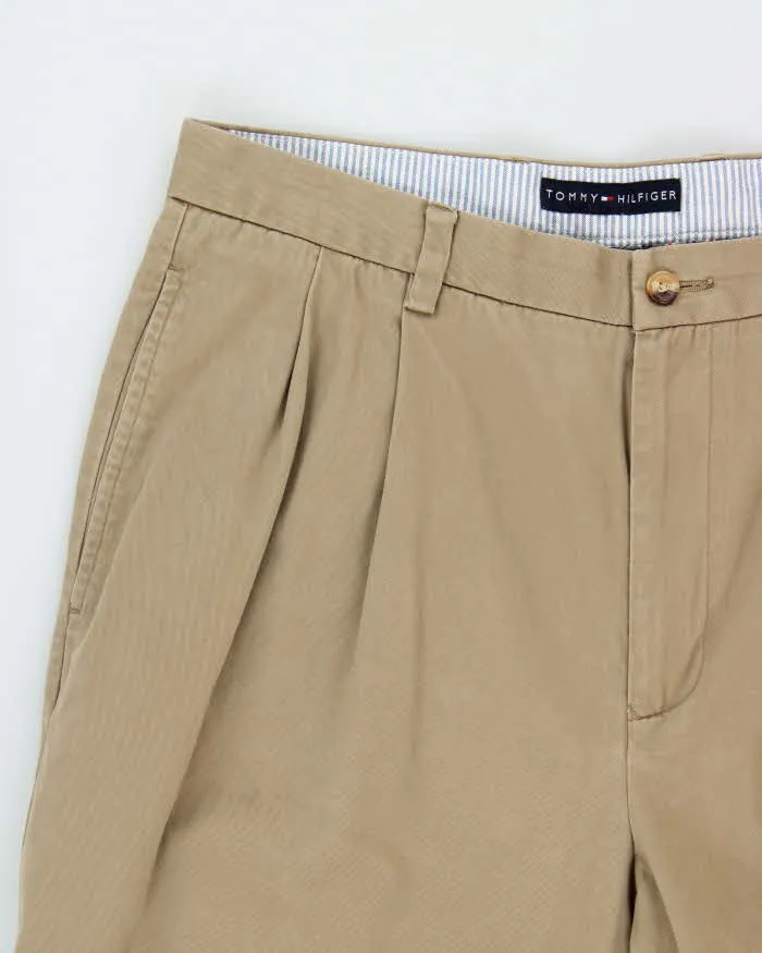 Vintage Y2K 00s Tommy Hilfiger Khaki Double Pleated Relaxed Fit Wide Leg Chino Trousers - W34 L33 sold by Rokit product image thumbnail 3