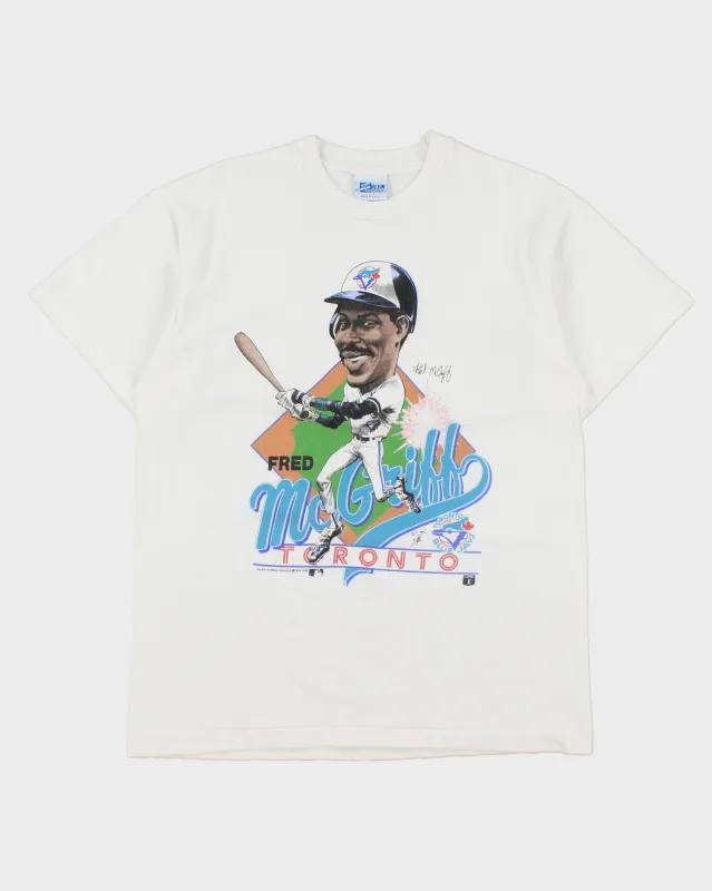 Vintage 1989 Fred McGriff Toronto Blue Jays Heavyweight Salem Single Stitch Made In USA MLB Crewneck T-Shirt - L made by MLB