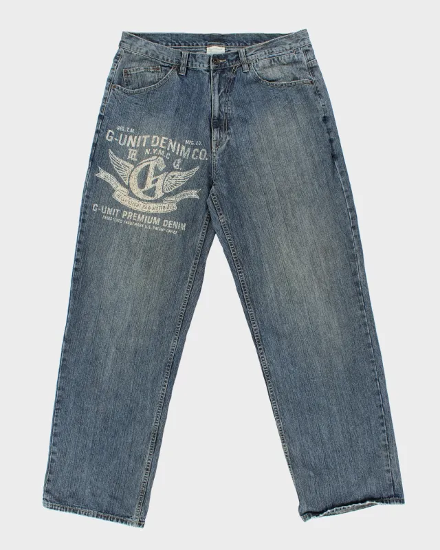 Vintage Y2K 00s G-UNIT Stone Wash Mid-Rise Baggy Wide Leg Denim Jeans - W36 L34 made by Rokit