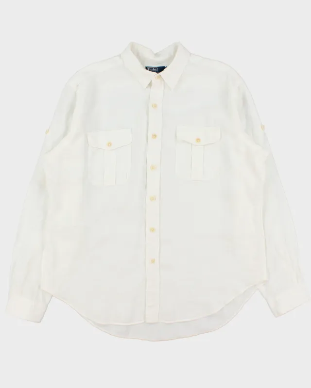 Vintage Y2K 00s Polo Ralph Lauren Ocean Wash Linen Relaxed Fit Long Sleeve Safari Shirt - XL made by Ralph Lauren