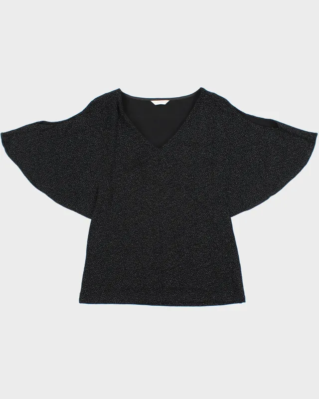 Vintage Y2K 2000s Jaques Vert Sparkly Batwing Cut-out Sleeve Top - S made by Rokit