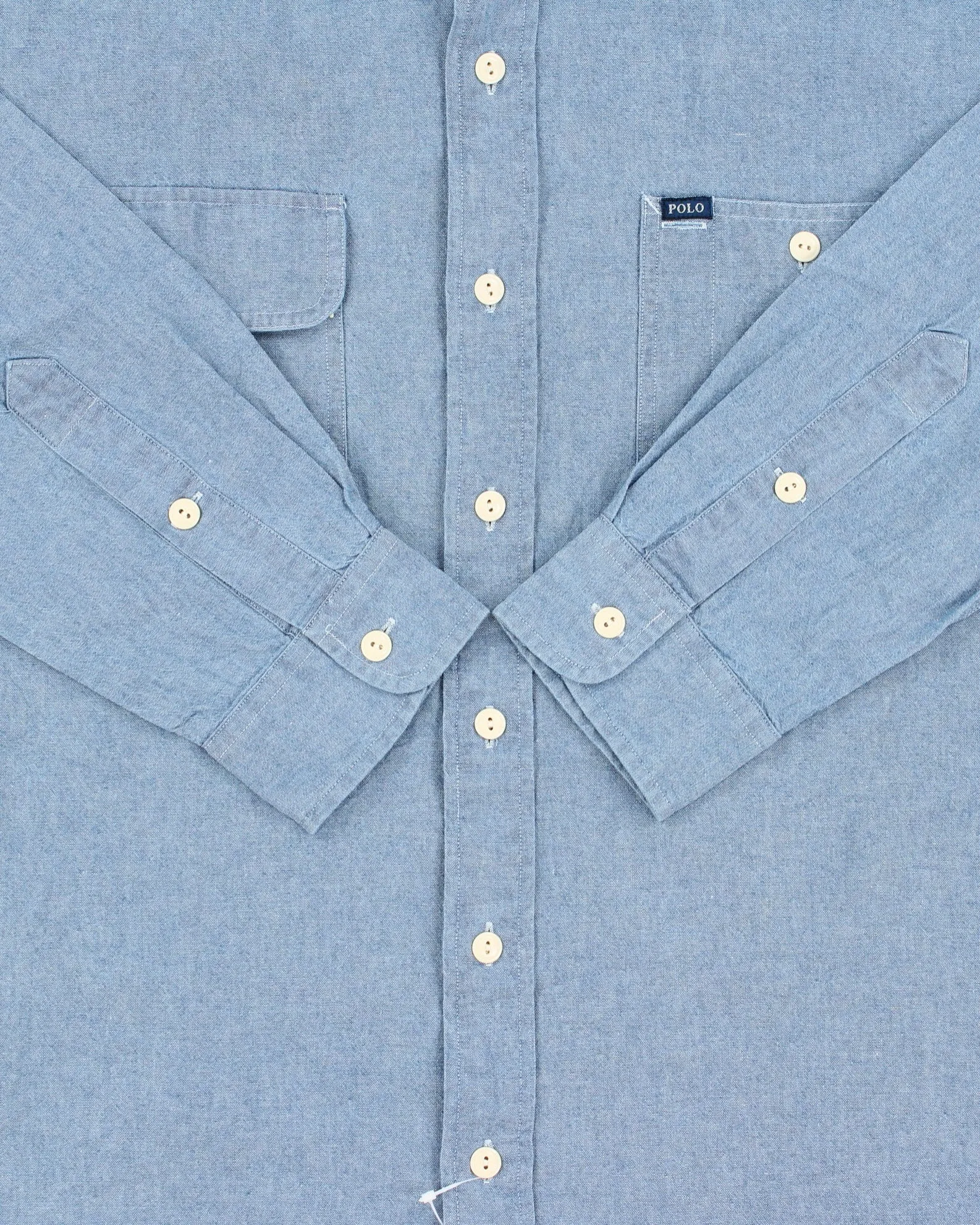 DSWT Vintage Y2K 00s Polo Ralph Lauren Chambray Long Sleeve Dungaree Work Shirt - M sold by Rokit product image thumbnail 4