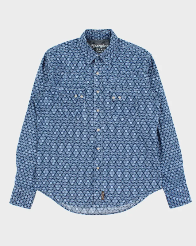 Vintage Wrangler Retro Premium Pearl Snap Button Long Sleeve Patterned Western Shirt - M made by Wrangler