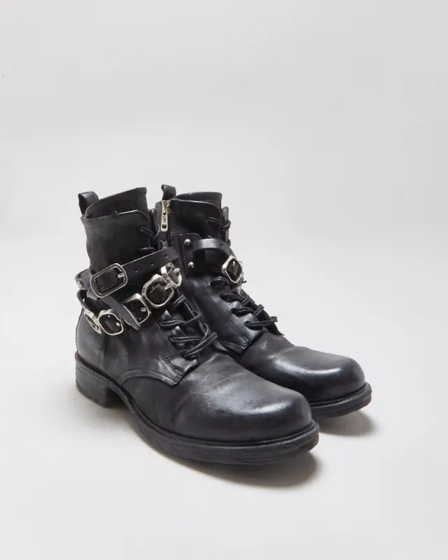 Vintage A.S.98 Women's Leather Buckle Biker Ankle Boots - UK6 made by Rokit