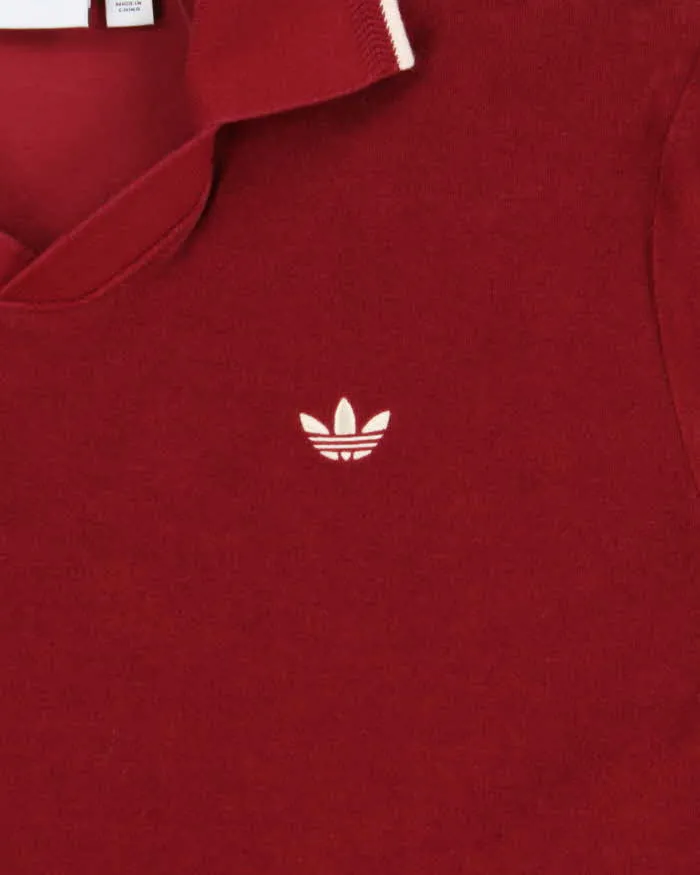 2025 Adidas Originals x Wales Bonner Burgundy Velour 'Terry' Short Sleeve Boxy Polo Shirt - L sold by Rokit product image thumbnail 5