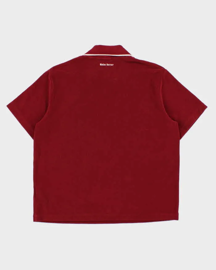 2025 Adidas Originals x Wales Bonner Burgundy Velour 'Terry' Short Sleeve Boxy Polo Shirt - L sold by Rokit product image thumbnail 2
