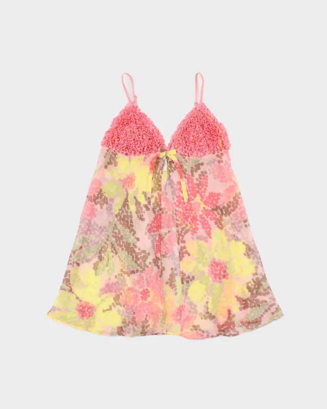 Vintage Y2K 2000s La Senza Split Front Ruffle Cup Mesh Cami Top - M made by Rokit