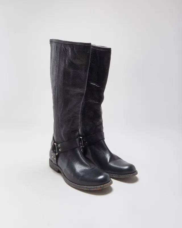Vintage Frye Philip Harness Women's Grained Leather Knee High Riding Boots - UK6.5 made by Rokit