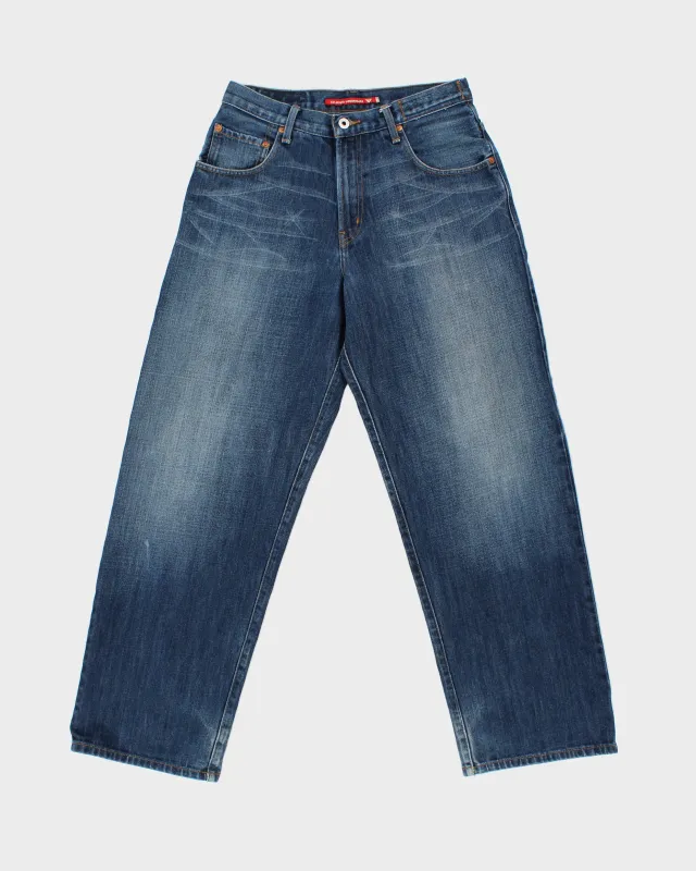 Vintage Y2K 00s Guess Premium Mid-Rise Distressed Indigo Wash Wide Leg Denim Jeans - W30 L30 made by Guess