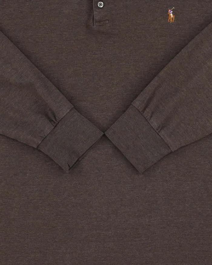 Vintage Polo Ralph Lauren Marl Brown Classic Fit Long Sleeve Polo Shirt - XL sold by Rokit product image thumbnail 4