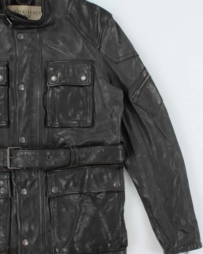 Burberry Brit Prorsum Black Calfskin Leather Made In Italy Belted Field Motorcycle Jacket - L sold by Rokit product image thumbnail 3