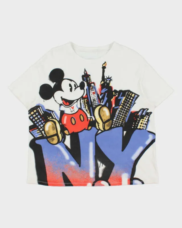 Vintage 1990s Mickey Mouse New York Graffiti Heavyweight Boxy Crewneck T-Shirt - L made by Rokit