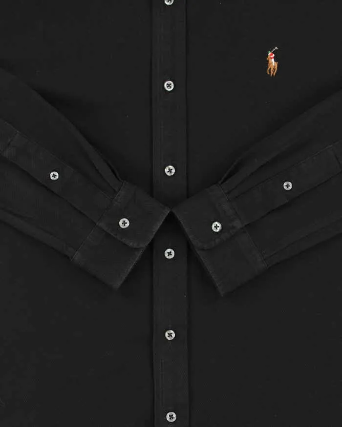 Vintage Ralph Lauren Black 'Knit Oxford' Long Sleeve Shirt - L sold by Rokit product image thumbnail 4