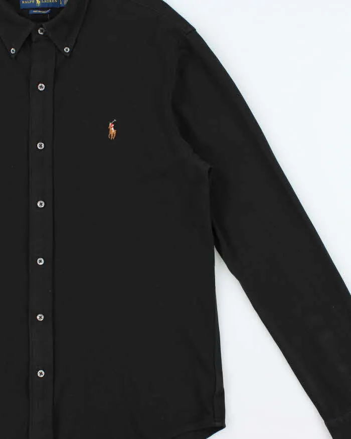 Vintage Ralph Lauren Black 'Knit Oxford' Long Sleeve Shirt - L sold by Rokit product image thumbnail 3