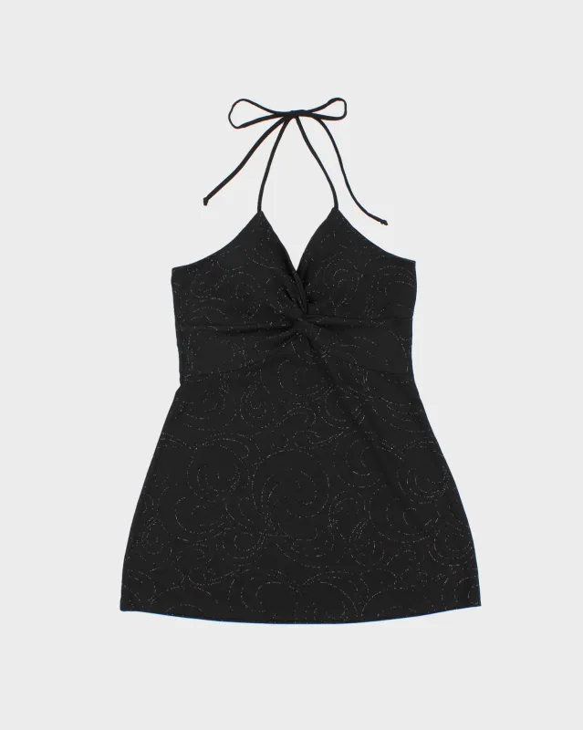 Vintage Y2K 2000s Mariposa Sparkly Swirl Pattern Halter Neck Top - S made by Rokit