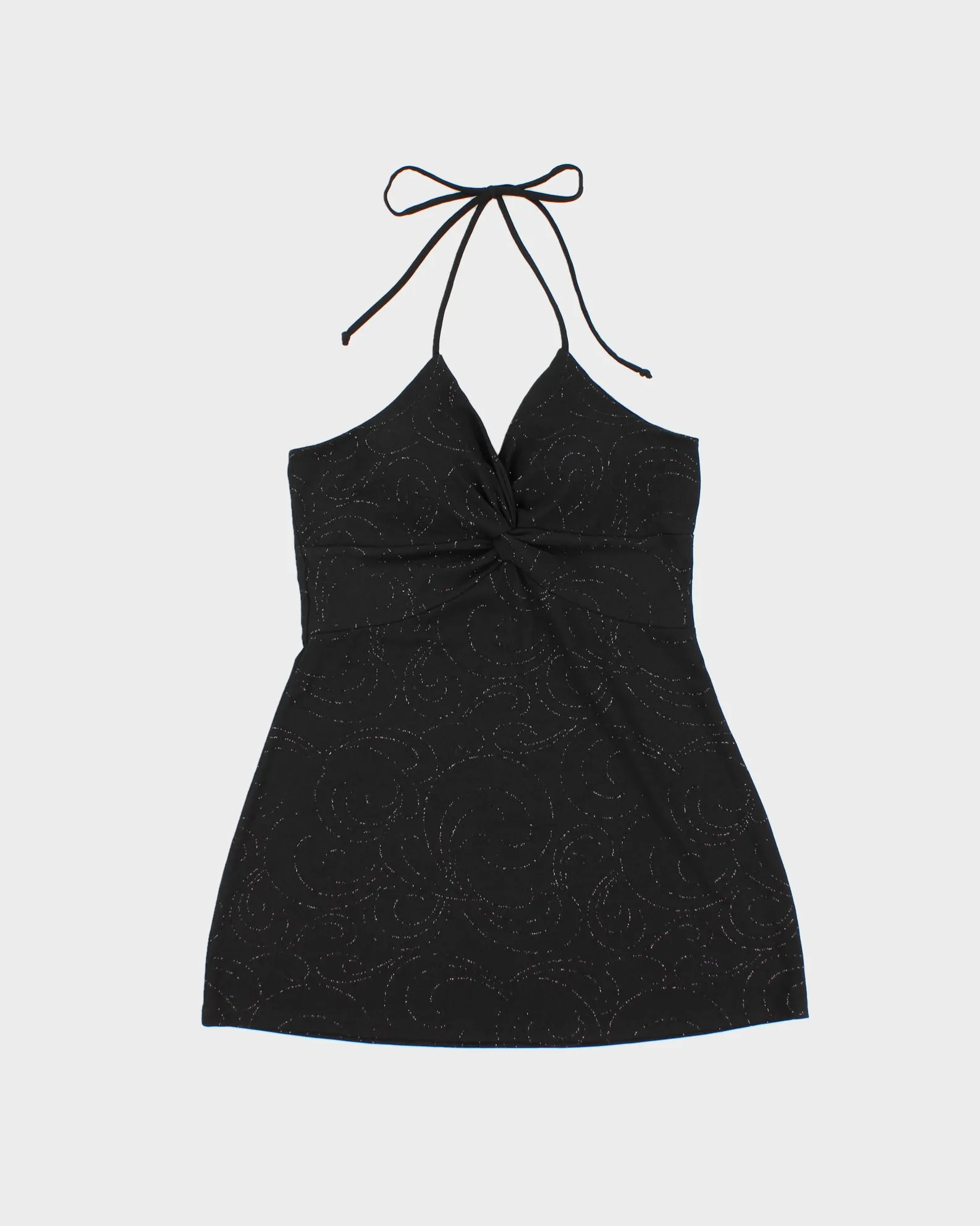 Vintage Y2K 2000s Mariposa Sparkly Swirl Pattern Halter Neck Top - S sold by Rokit
