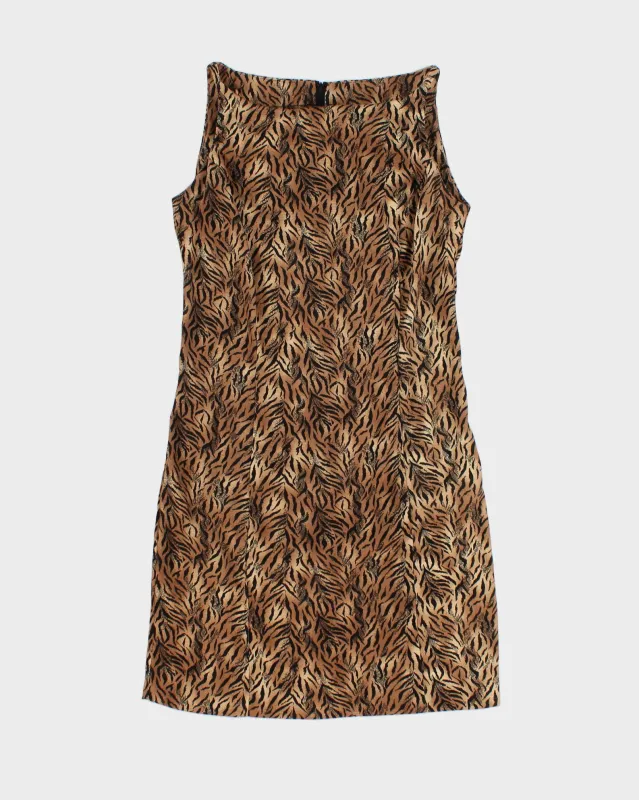 Vintage 1990s Azzara Animal Print Boat Neck Mini Dress - S made by Rokit