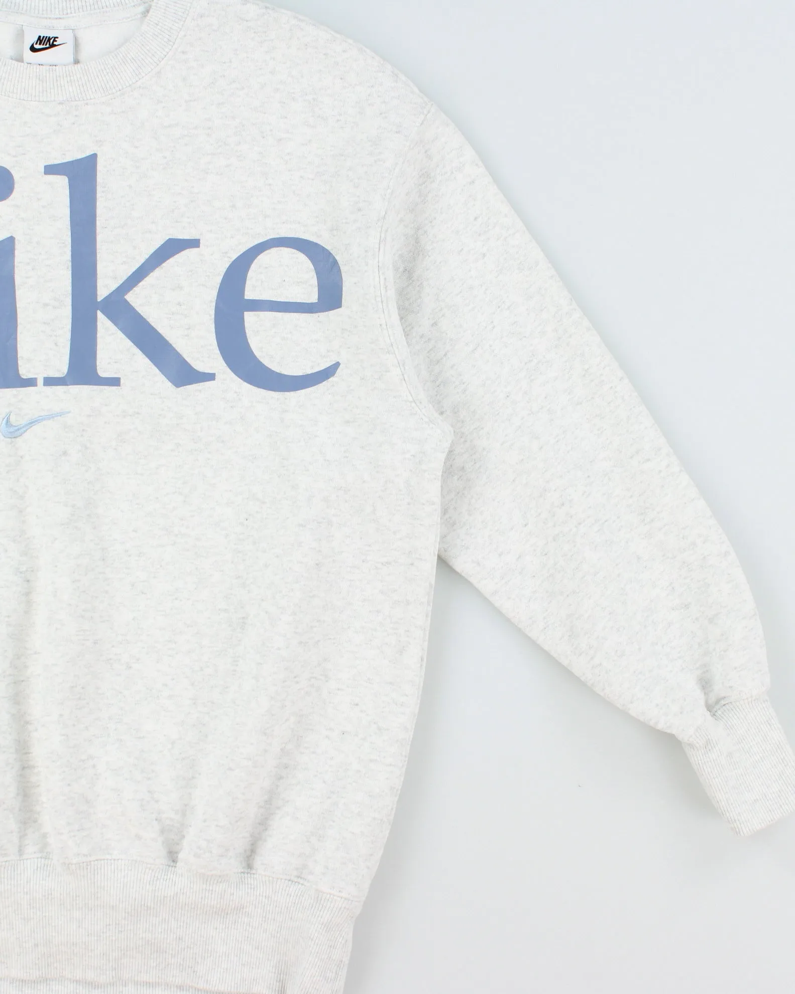 Nike Grey Marl Centre Swoosh Spell Out Unisex Crewneck Sweatshirt - XS sold by Rokit product image thumbnail 3