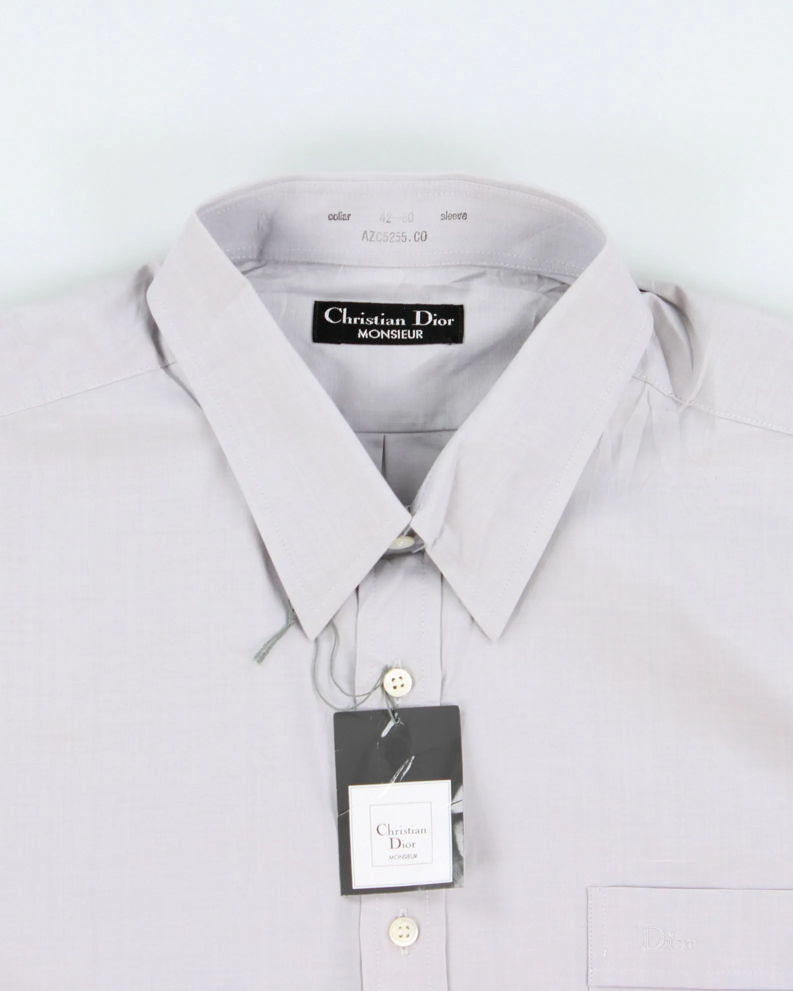 DSWT Vintage Christian Dior Monsieur Pale Grey Long Sleeve Formal Shirt - L sold by Rokit product image thumbnail 5