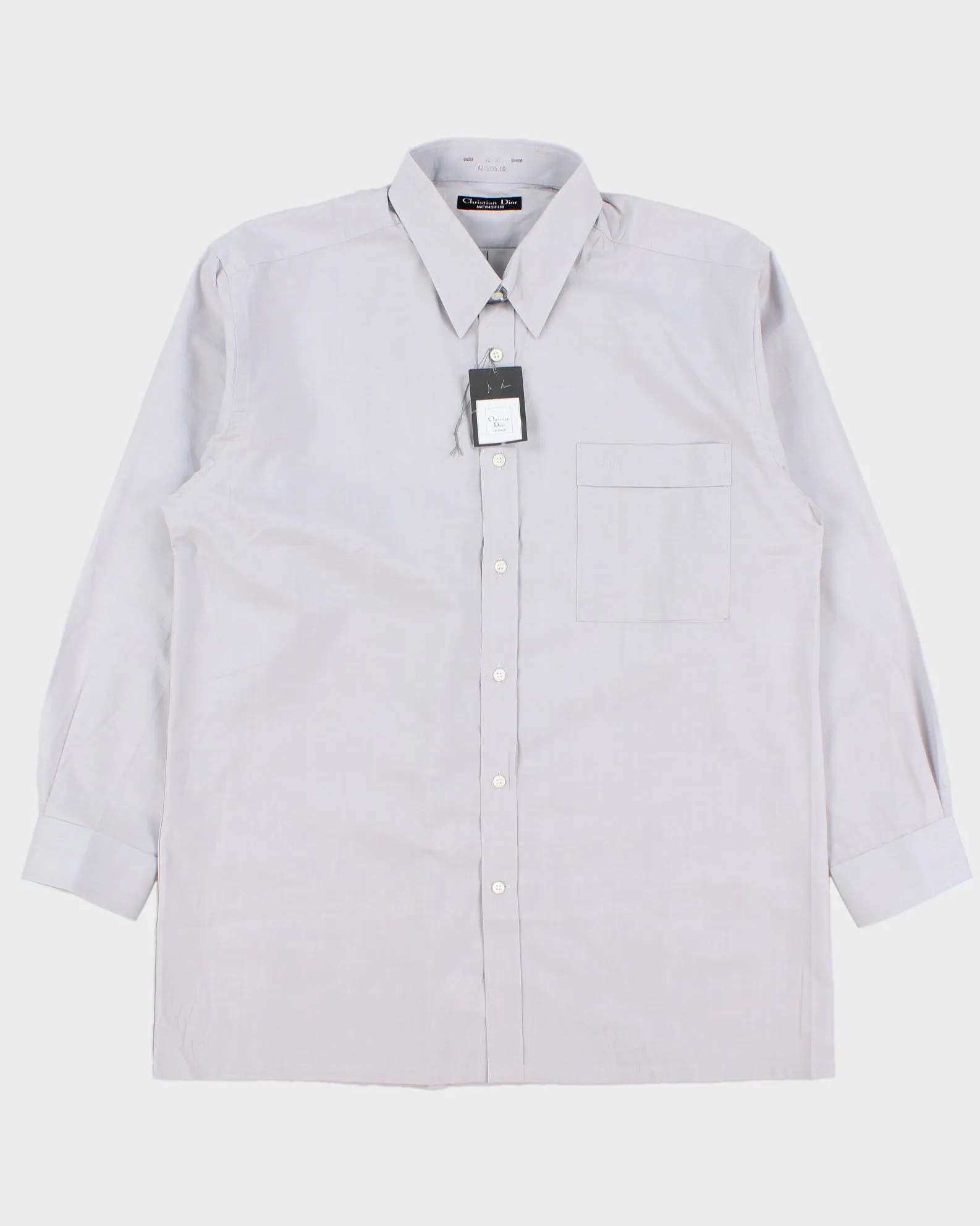 DSWT Vintage Christian Dior Monsieur Pale Grey Long Sleeve Formal Shirt - L sold by Rokit
