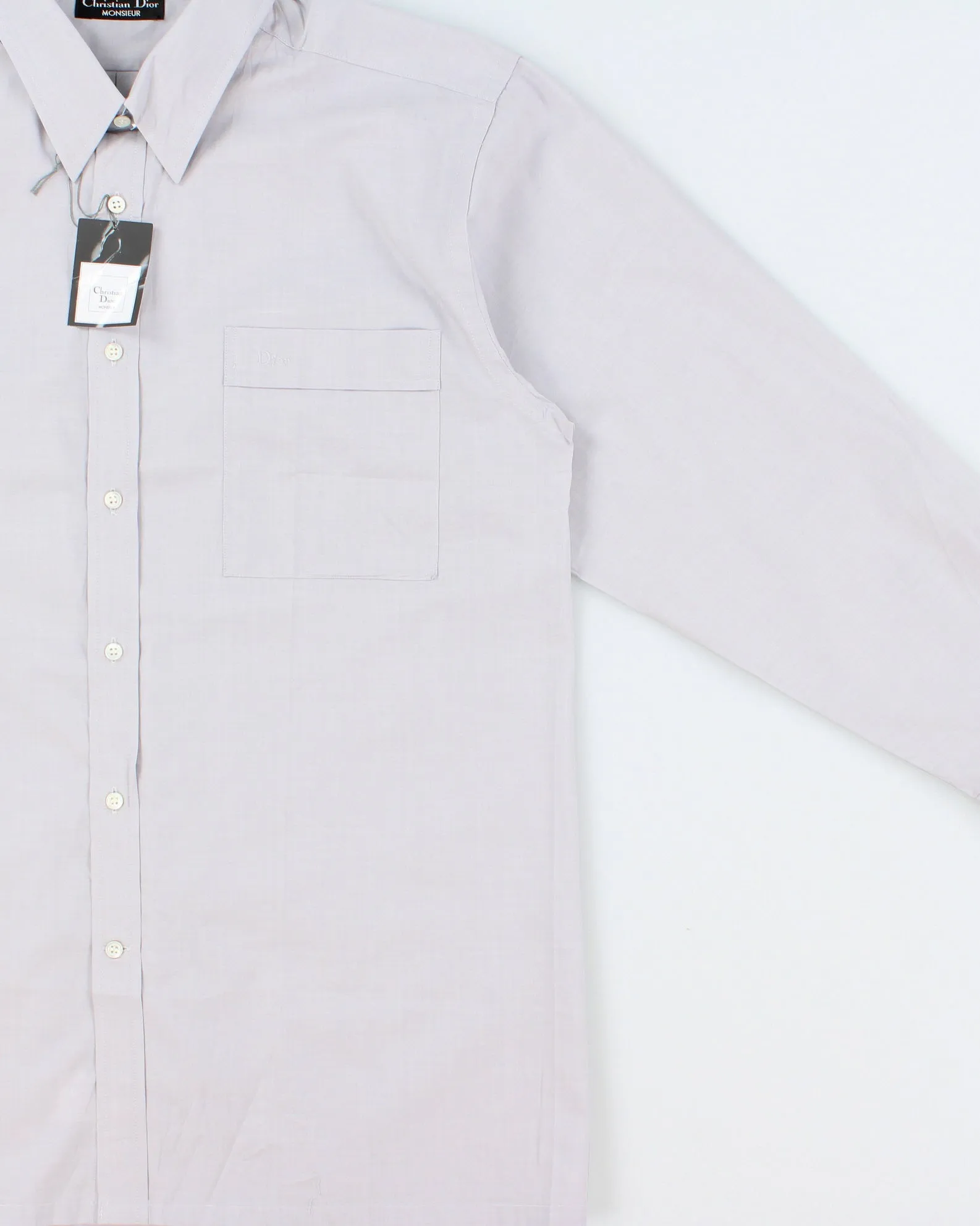 DSWT Vintage Christian Dior Monsieur Pale Grey Long Sleeve Formal Shirt - L sold by Rokit product image thumbnail 3