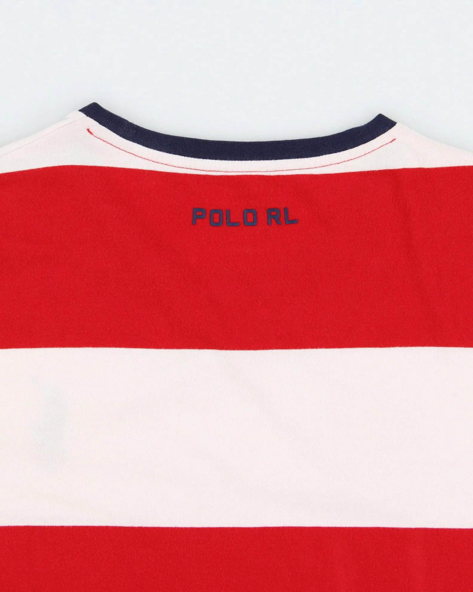 Vintage Polo Ralph Lauren Big Pony USA Crest Striped Single Stitch Crewneck T-Shirt - M sold by Rokit product image thumbnail 4