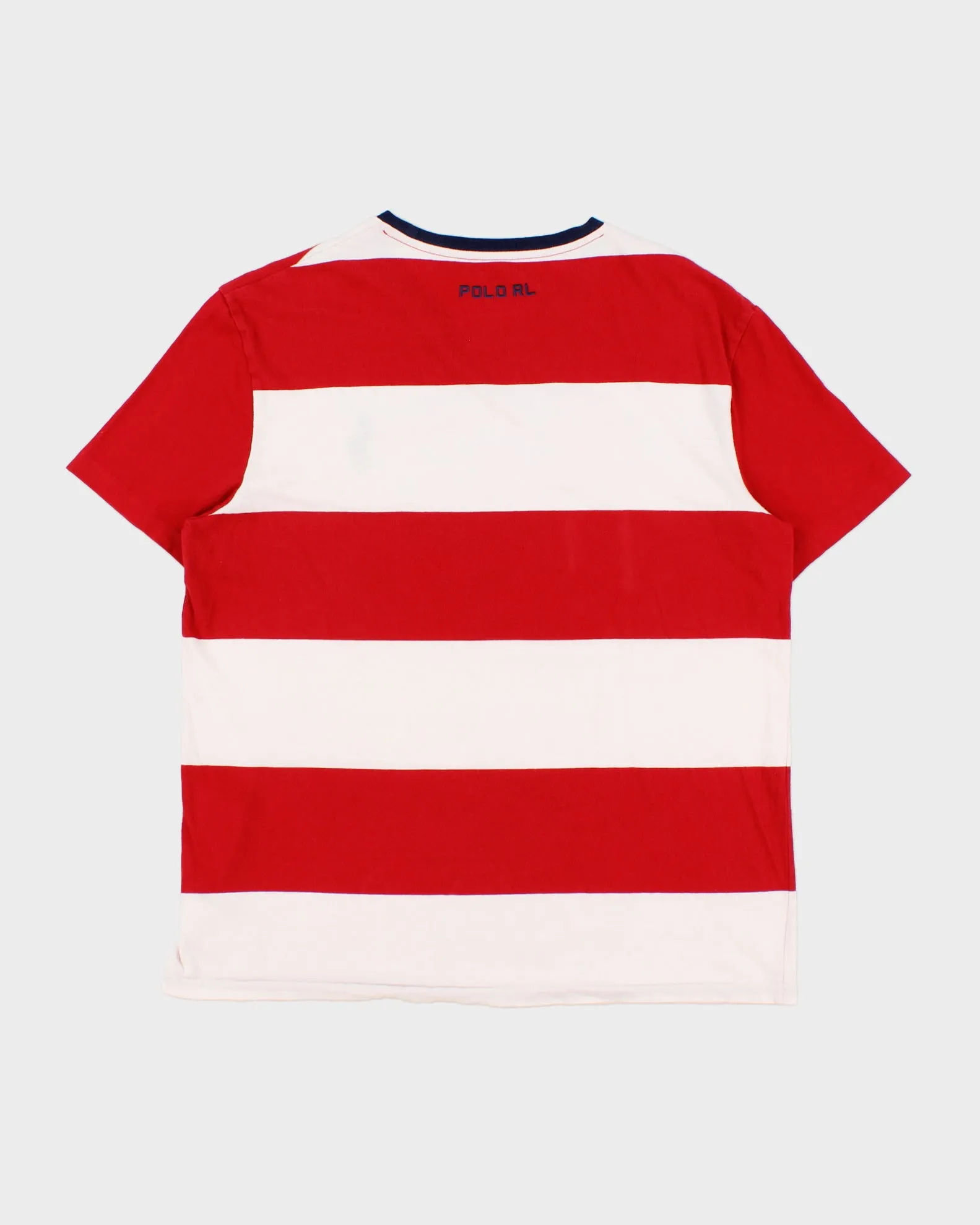 Vintage Polo Ralph Lauren Big Pony USA Crest Striped Single Stitch Crewneck T-Shirt - M sold by Rokit product image thumbnail 2