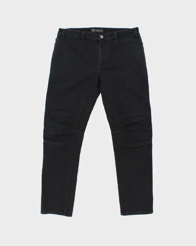 AW2016 Versace Black Low-Rise Slim Fit Motorcycle Denim Biker Jeans - W35 L30 made by Versace
