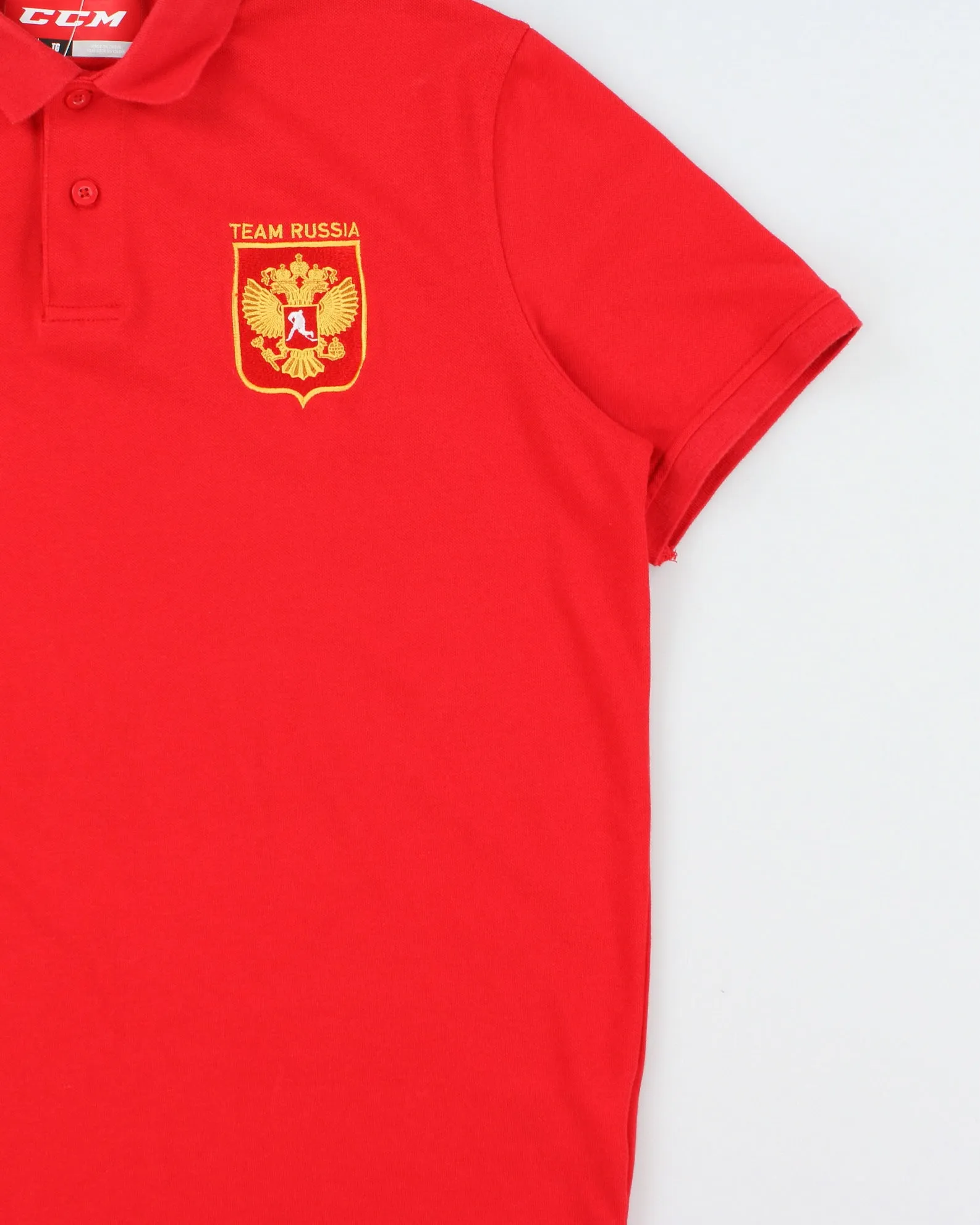 Vintage CCM Team Russia Embroidered Ice Hockey Short Sleeve Polo Shirt - XL sold by Rokit product image thumbnail 3