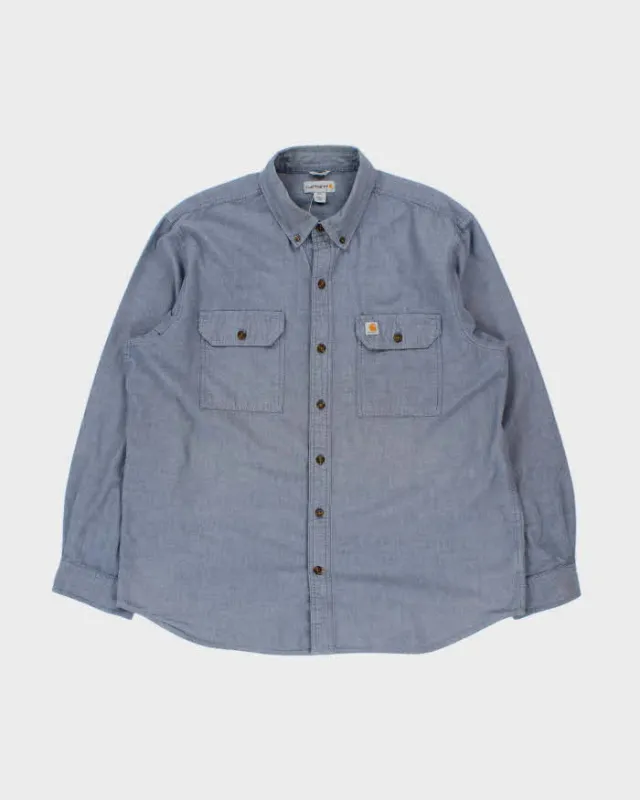 Vintage Carhartt Chambray Denim Relaxed Fit Long Sleeve Shirt - XL made by Carhartt